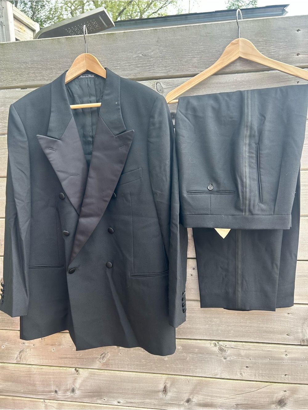 Valentino Black Double-Breasted Satin Peak Lapel Tuxedo